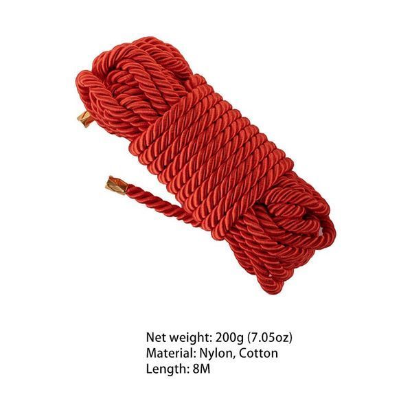 Мотузка для шибарі LOCKINK SEVANDA Shibari Pratice Rope, червона, 8 м, нейлон+бавовна SX0879