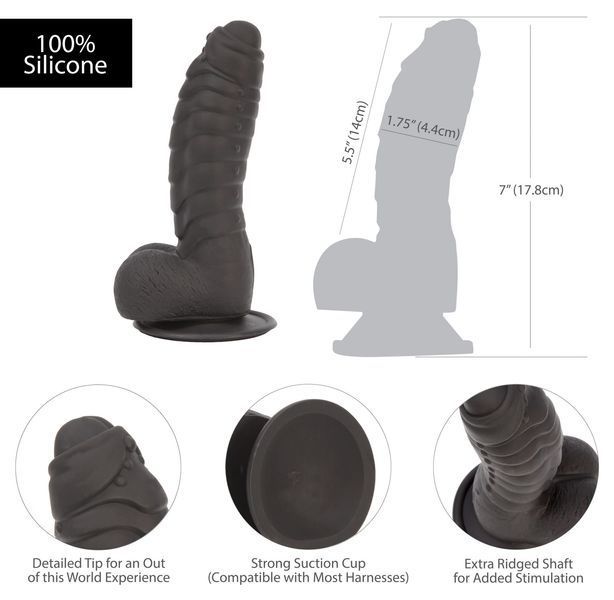 Фаллоимитатор ADDICTION Ben 7" Dildo With Balls Black, вибропуля в подарок SX3156