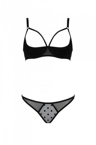 Еротичний комплект Passion MARINA SET WITH OPEN BRA, XXL/XXXL, black, відкриті чашки SO9737