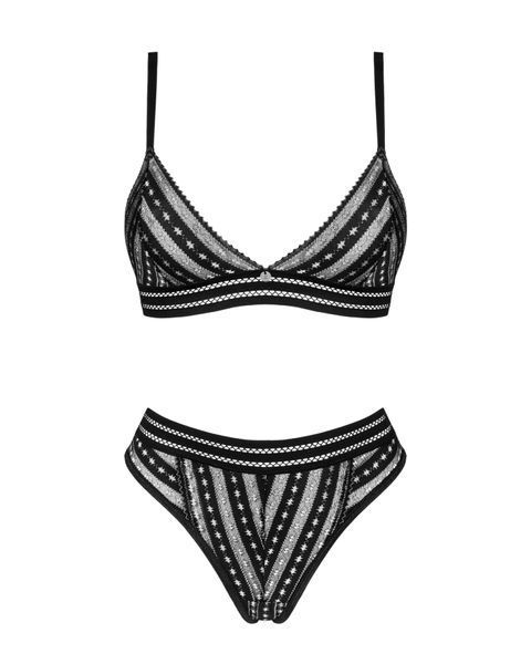 Комплект белья Obsessive Natilya 2-pcs set M/L, black, бюстгальтер, трусики SO7718
