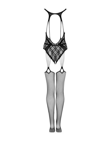 Бодістокінг Obsessive Bodystocking G324 S/M/L black, силуетний малюнок SO7245