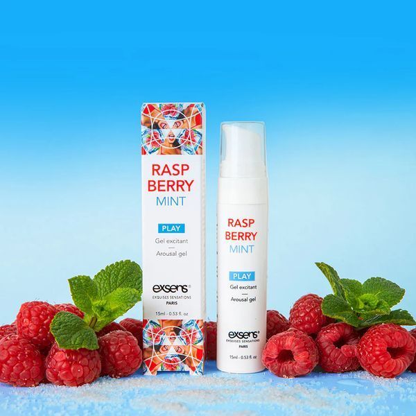 Стимулювальний гель EXSENS Kissable Raspberry Mint 15мл можна для поцілунків, охолоджувальний SO2366