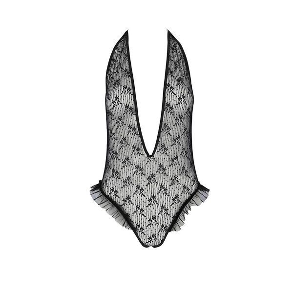 Боди монокини с глубоким декольте Passion OTAVIA BODY L/XL, black EL15701