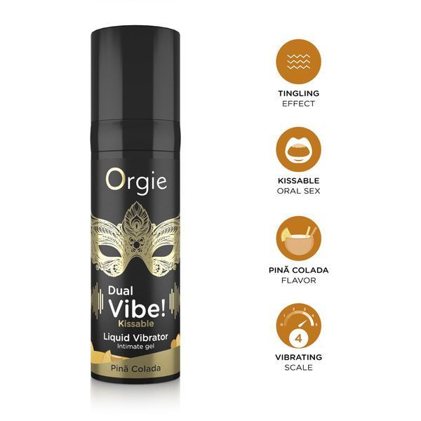 Жидкий вибратор Orgie Dual Vibe! Pina Colada Kissable Liquid Vibrator, 15 мл SX1498
