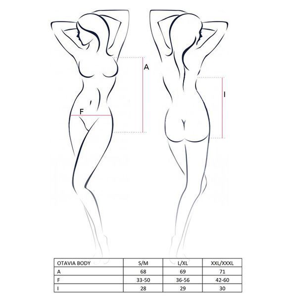 Боди монокини с глубоким декольте Passion OTAVIA BODY L/XL, black EL15701