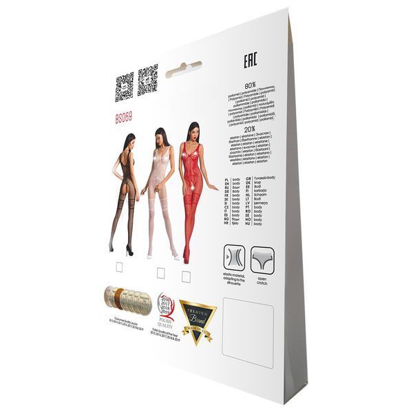 Бодистокинг Passion BS069 white, комбинезон, имитация чулок и боди PBS069W