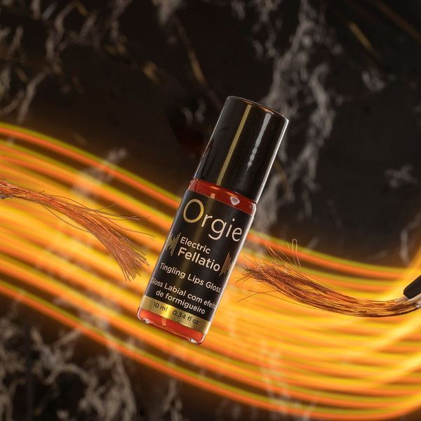 Блиск для губ з ефектом вібрації Orgie Electric Fellatio Lips Gloss, 10 мл, смак фруктового асорті SX1548