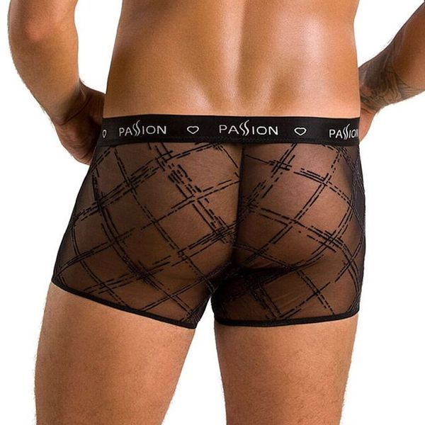 Мужские прозрачные боксеры Passion 032 SHORT JAMES XXL/XXXL Black, сетка SO7569