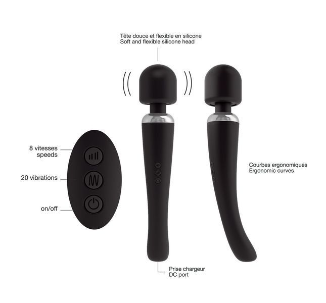 Потужний вібромасажер Dorcel Megawand Black перезаряджуваний, 160 режимів SO1403