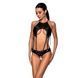 Боди с открытым доступом Passion TASMINA BODY XXL/XXXL, black, экокожа, шнуровки, ажурные кружева SO8489 фото 1