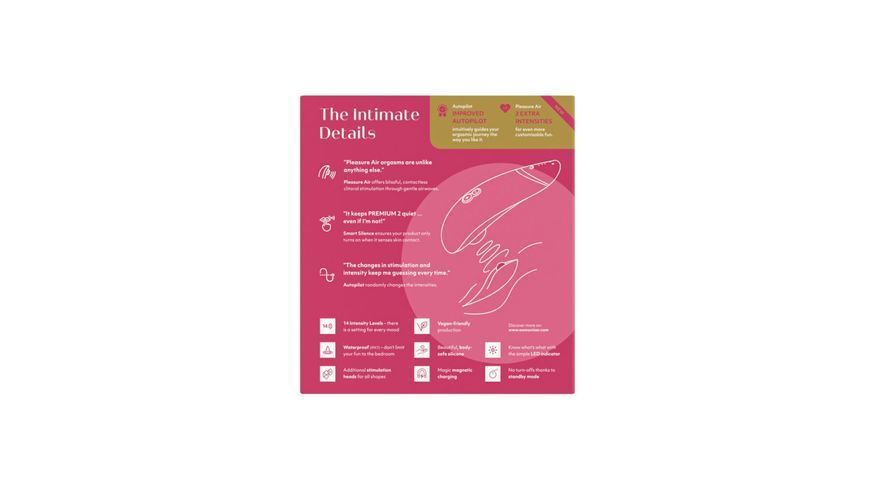 Вакуумний кліторальний стимулятор Womanizer Premium 2 - Raspberry, функції Autopilot та Smart Silence SO8753