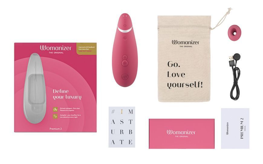 Вакуумний кліторальний стимулятор Womanizer Premium 2 - Raspberry, функції Autopilot та Smart Silence SO8753