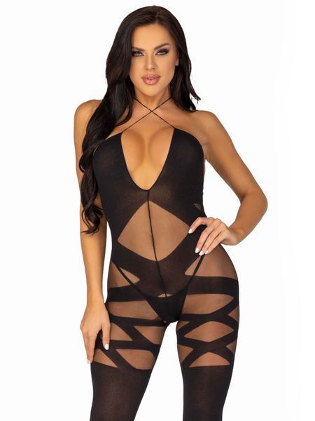 Бодистокинг Leg Avenue Illusion halter bodystocking One size Black, доступ SO8619