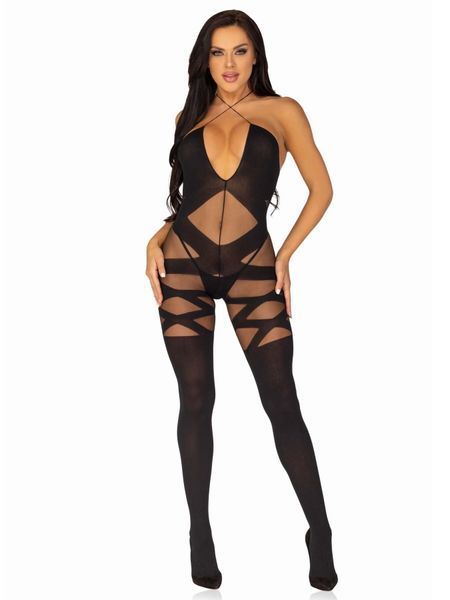 Бодистокинг Leg Avenue Illusion halter bodystocking One size Black, доступ SO8619