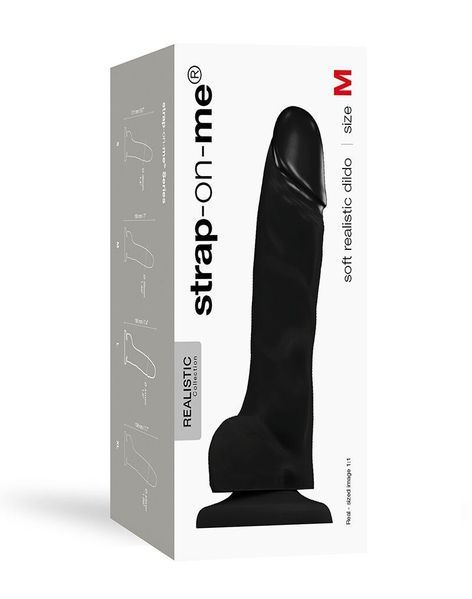 Реалістичний фалоімітатор Strap-On-Me SOFT REALISTIC DILDO Black - Size M SO4520
