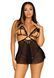 Сорочка беби-долл с открытыми чашками Leg Avenue Lace and mesh babydoll & panty Black M, стринги SO9164 фото 1