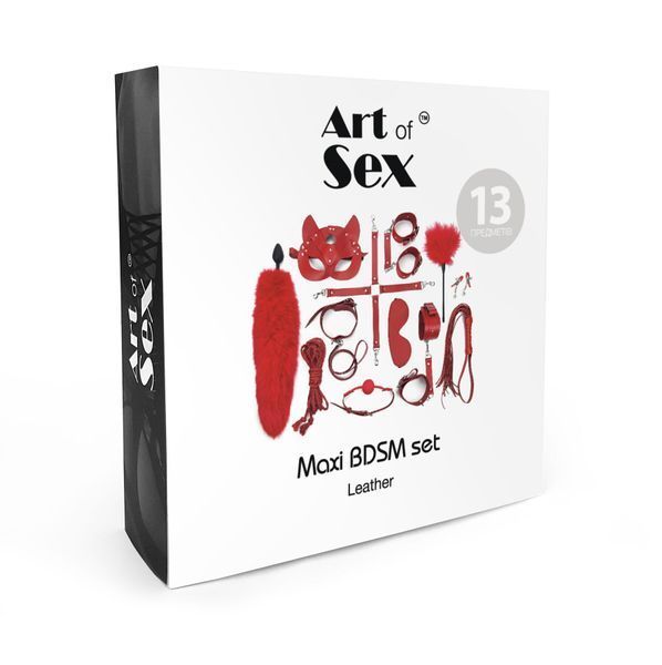 Набор BDSM Art of Sex &ndash; Maxi BDSM Set Leather, 13 предметов, черный, натуральная кожа SO7139