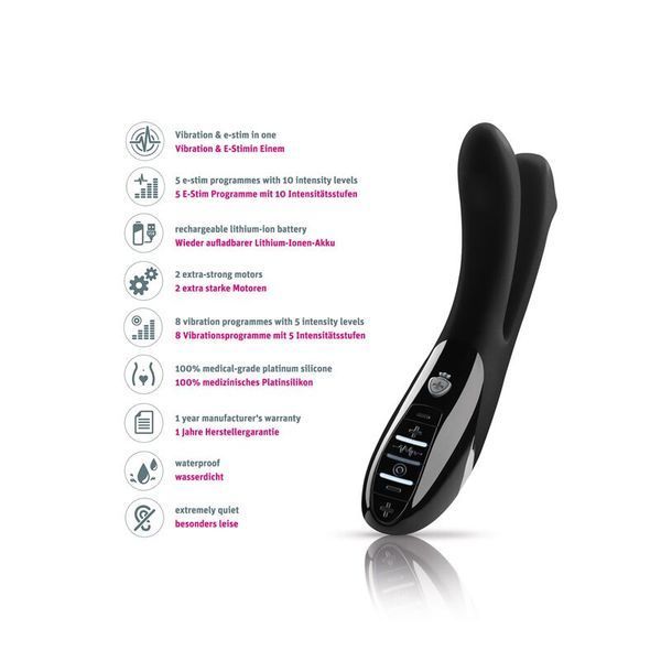 Вибратор двойной с электростимуляцией Mystim Tingling Aparte eStim Black, миостимулятор SO2989