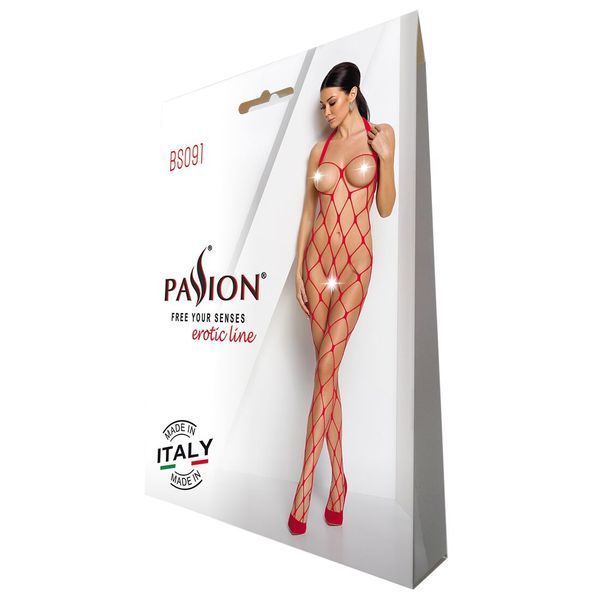 Бодістокінг у дуже велику сітку Passion BS091 red, з доступом SO6392