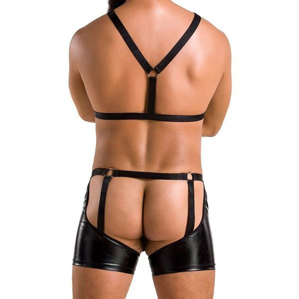 Комплект эротического мужского белья Passion 047 SET JOHN XXL/XXXL Black, трусы, портупея SO7614