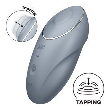 Вібростимулятор-пульсатор Satisfyer Tap & Climax 1 Bluegrey, ефект постукування пальцем, 2 мотори SX0568