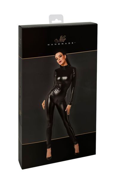 Черный кожаный комбинезон Noir Handmade F331 Powerwetlook overall - XL SX1993
