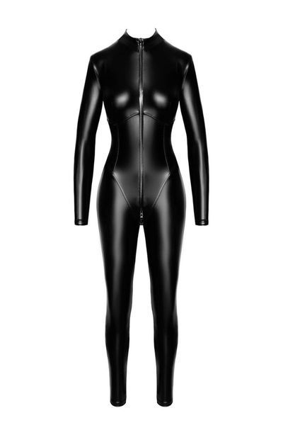 Черный кожаный комбинезон Noir Handmade F331 Powerwetlook overall - XL SX1993