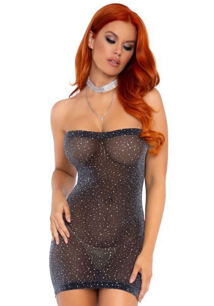 Платье-бандо со стразами Leg Avenue Lurex rhinestone tube dress, с люрексом, one size SO7883