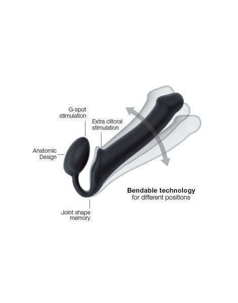 Безремінний страпон Strap-On-Me Black L, повністю регульований, діаметр 3,7 см SO2712