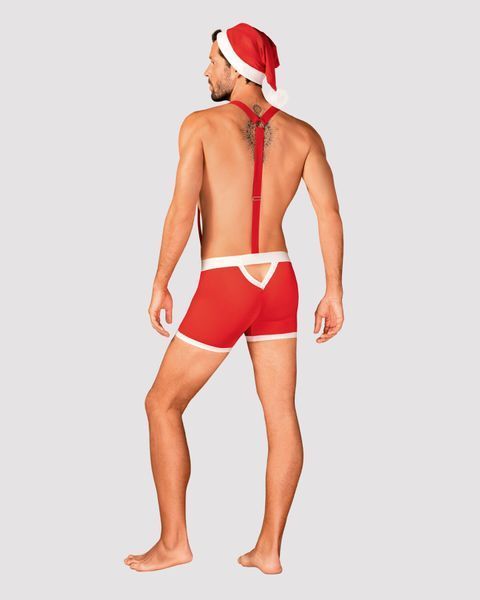 Мужской эротический костюм Санта-Клауса Obsessive Mr Claus 2XL/3XL, боксеры на подтяжках, шапочка с SO7296