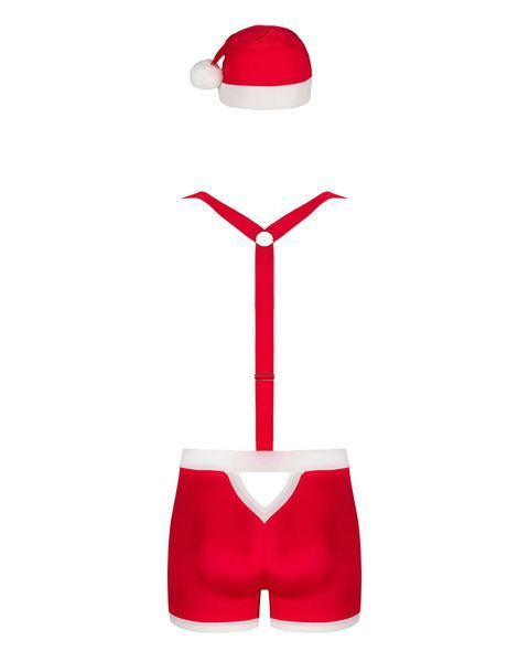 Мужской эротический костюм Санта-Клауса Obsessive Mr Claus 2XL/3XL, боксеры на подтяжках, шапочка с SO7296