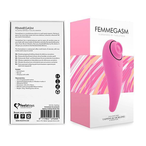 Пульсатор для клітора плюс вібратор FeelzToys - FemmeGasm Tapping & Tickling Vibrator Pink SO4579