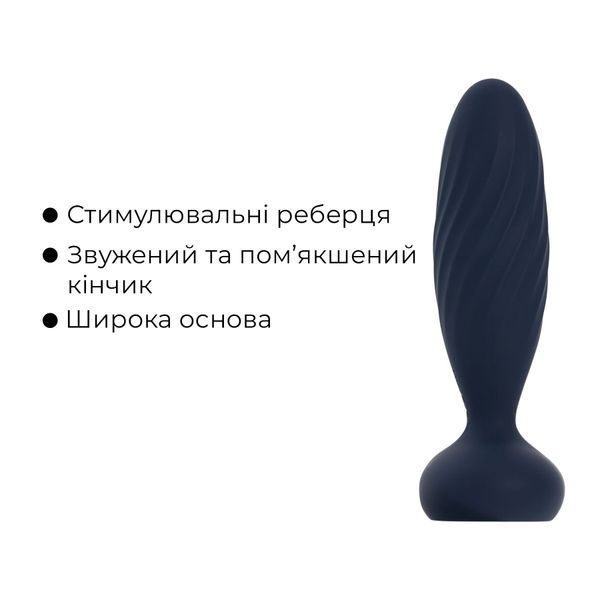 Анальная смарт-вибропробка с пульсацией Svakom Jordan Navy Blue, пульт ДУ SX0727