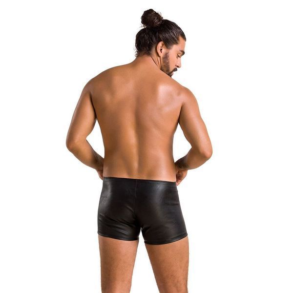 Мужские кожаные боксеры с молниями Passion 049 SHORT MATT XXL/XXXL Black SO7620