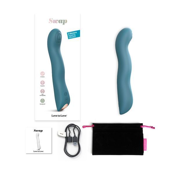 Вибратор Love To Love SWAP - TEAL ME, с пульсирующей жемчужиной для точки G, 3 мотора, гнется SO7385