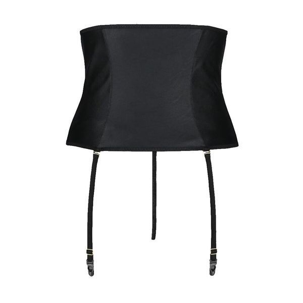 Пояс-корсет из экокожи Passion CELINE SET with Open Bra 6XL/7XL, black, шнуровка, пажи, стринги SO7064
