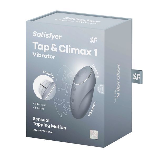 Вібростимулятор-пульсатор Satisfyer Tap & Climax 1 Bluegrey, ефект постукування пальцем, 2 мотори SX0568