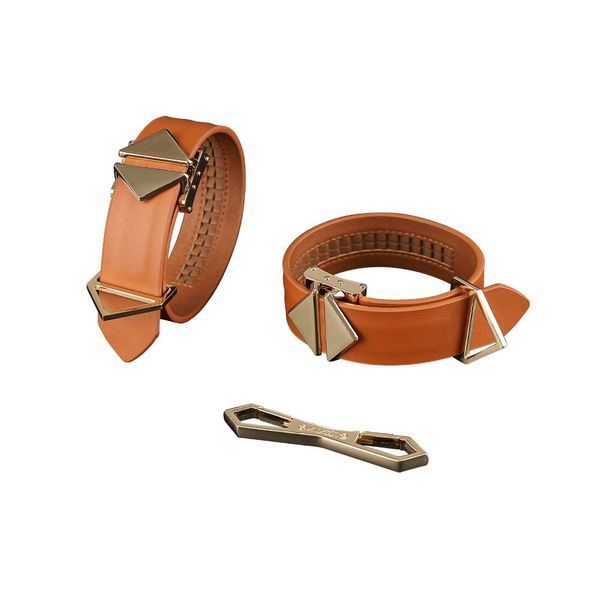Фіксатори для рук та ніг LOCKINK Wristcuffs/Anklecuffs, коричневі, натуральна шкіра SX0836