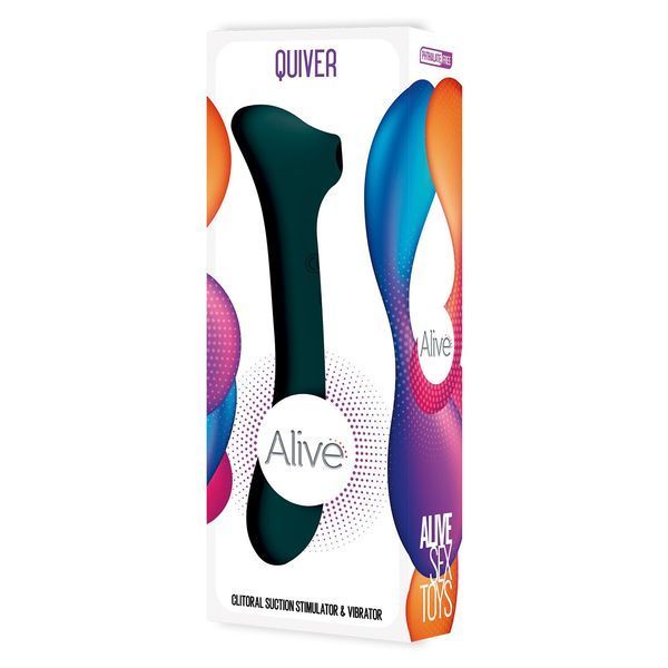 Вібратор та вакуумний кліторальний стимулятор 2-в-1 Alive Quiver Teal оновлена ​​модель SO6018