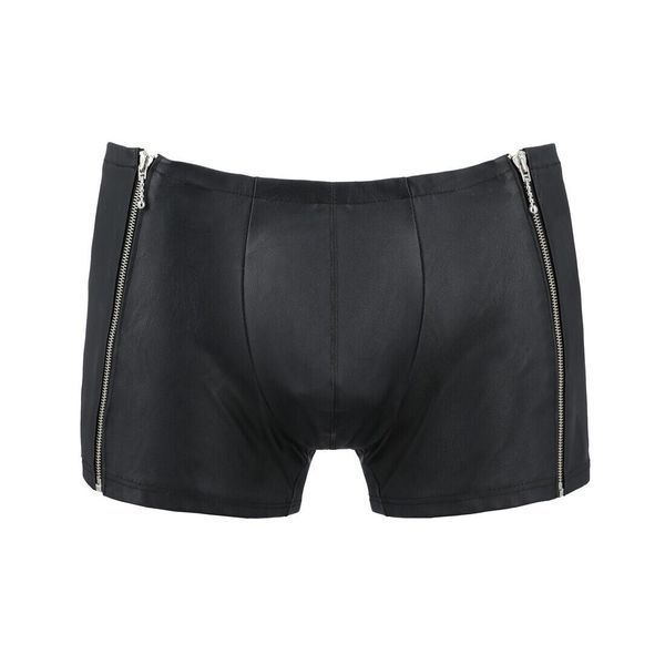 Мужские кожаные боксеры с молниями Passion 049 SHORT MATT XXL/XXXL Black SO7620