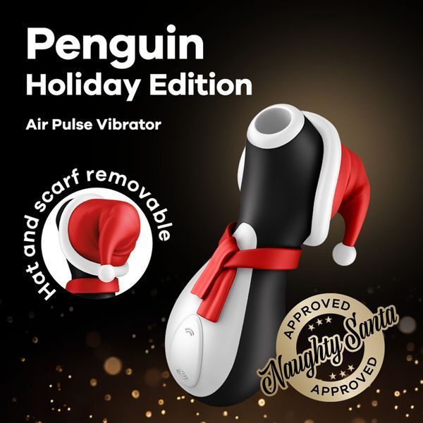 Вакуумный клиторальный стимулятор Satisfyer Penguin Holiday Edition, в шапочке и шарфе SO8777