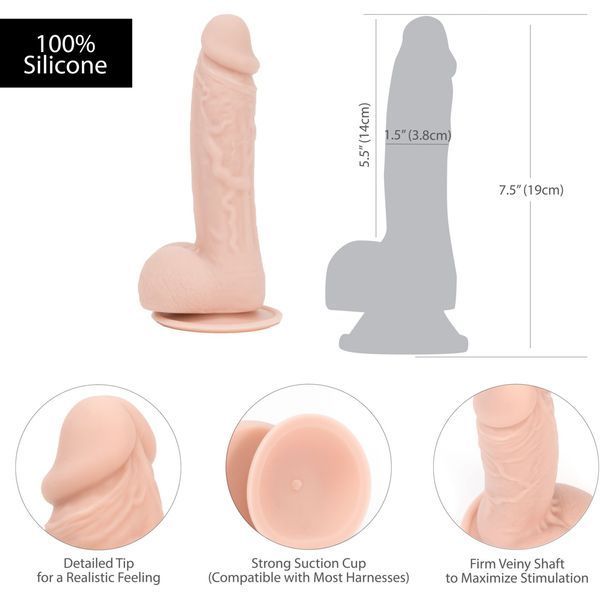 Реалістичний фалоімітатор на присосці ADDICTION &mdash; Mark 7,5&Prime; Dildo With Balls, Beige SO5583