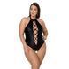 Боди из экокожи Passion NANCY BODY 4XL/5XL black, с имитацией шнуровки и открытым доступом SO7104 фото 1