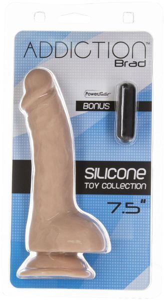 Вигнутий фалоімітатор на присосці ADDICTION &mdash; BRAD 7,5&Prime; Dildo With Balls, Beige SO5584