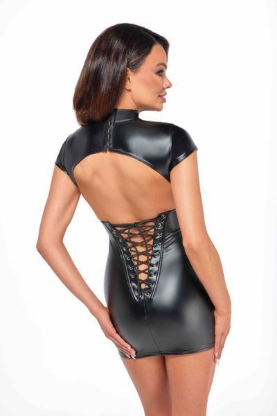 Платье Noir Handmade F309 Fantasy, 3XL, black, мини, под латекс, короткий рукав, шнуровка сзади SX0296