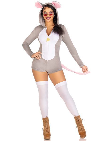 Комбинезон-костюм мышки Leg Avenue Comfy Mouse S, с капюшоном SO9221