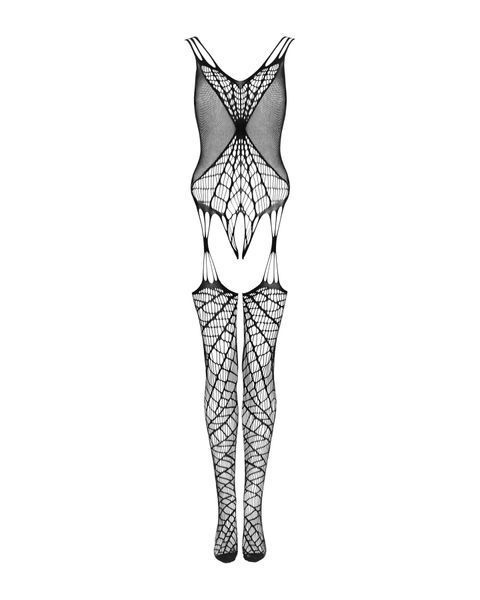 Ажурний бодістокінг під павутину Obsessive Bodystocking G325 black S/M/L, чорний, комбінезон SO7247