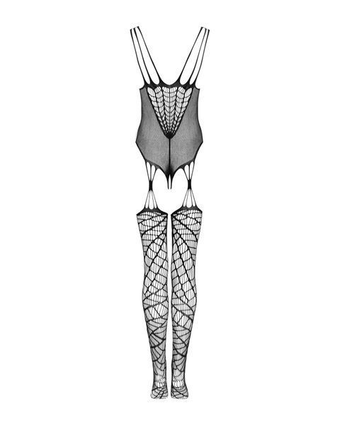 Ажурний бодістокінг під павутину Obsessive Bodystocking G325 black S/M/L, чорний, комбінезон SO7247