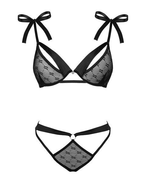 Напівпрозорий еротичний комплект Obsessive Obsessivia 2-pcs set black S/M, бюстгальтер та трусики SO7297