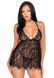 Сорочка беби-долл Leg Avenue Floral lace babydoll & string Black L, стринги SO9171 фото 1
